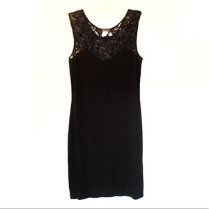 Black Dress with Stretch & Pretty Lace Top Detail